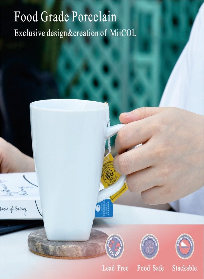Miicol Porcelain Coffee Mugs Set of 6, Large Coffee Cups 14 oz, White Tea Cups, Ceramic Mugs for Latte, Cappuccino, Milk, Cocoa, Square Bottom, Microwave & Dishwasher Safe - Image 5